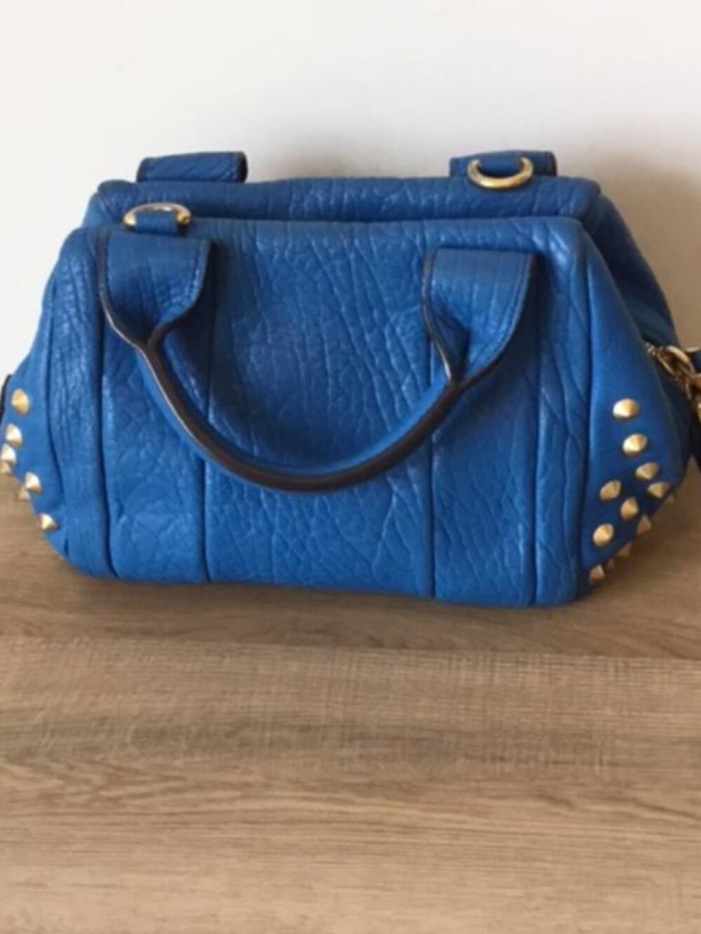 Authentic MCM Keana Studded Boston Satchel Crossbody Handbag Vibrant Blue P9076 - Picture 3 of 13